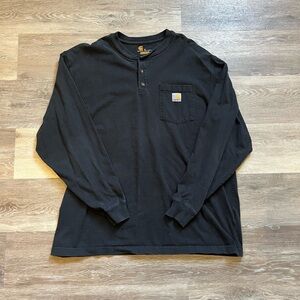Carhartt Men's Black Long Sleeve Henley Shirt XL
